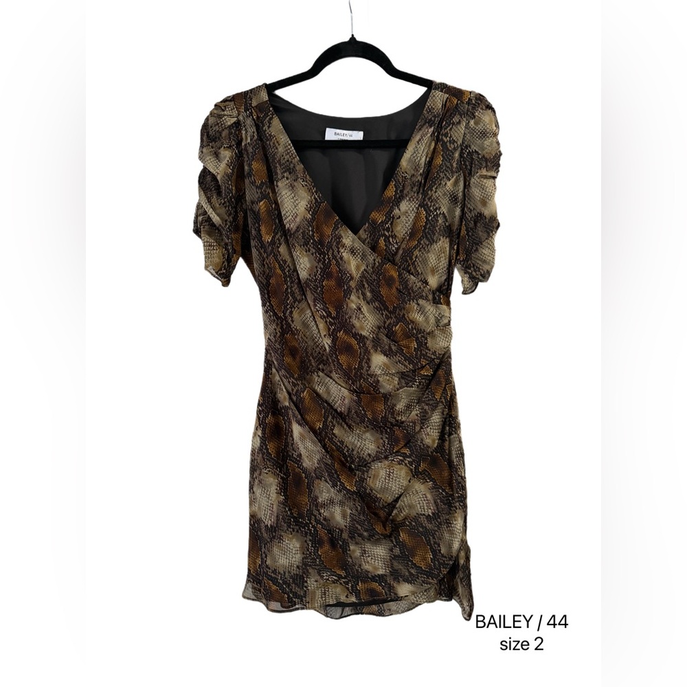 Bailey 44 Brown Snakeskin V-Neck Dress